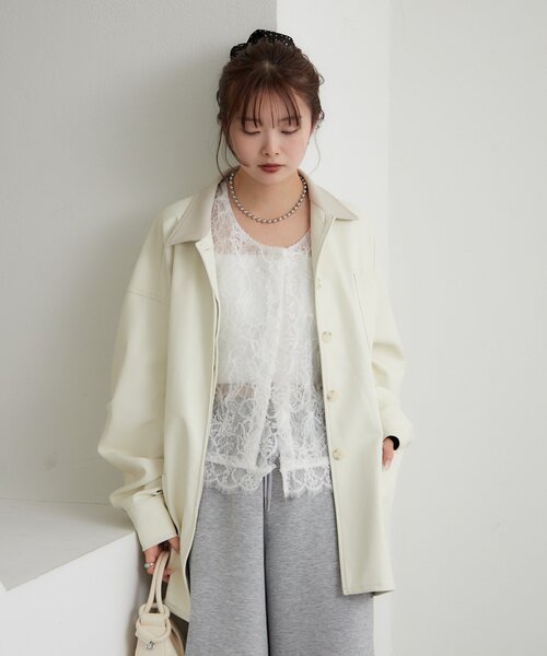 mystic（ミスティック）の「マルチWAYレースレイヤードジャケット（その他アウター・レディース・アイボリー/キャメル・2/1）」の3枚目の写真