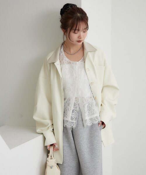 mystic（ミスティック）の「マルチWAYレースレイヤードジャケット（その他アウター・レディース・アイボリー/キャメル・2/1）」の4枚目の写真