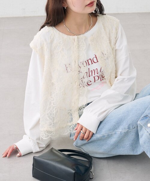 mystic（ミスティック）の「マルチWAYレースレイヤードジャケット（その他アウター・レディース・アイボリー/キャメル・2/1）」の6枚目の写真