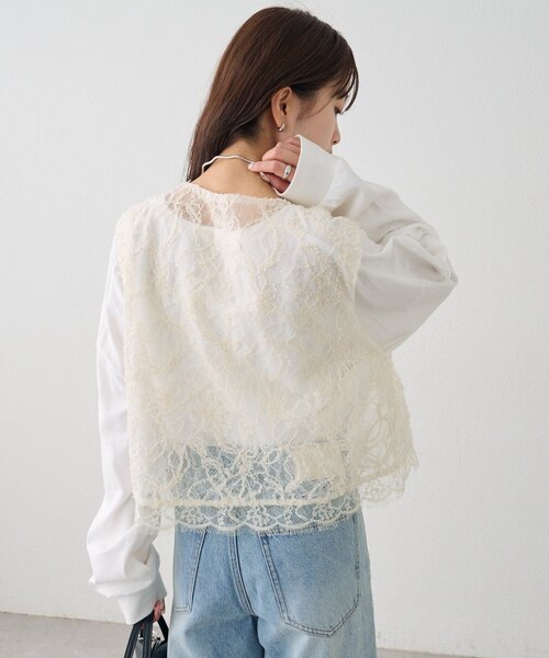 mystic（ミスティック）の「マルチWAYレースレイヤードジャケット（その他アウター・レディース・アイボリー/キャメル・2/1）」の10枚目の写真