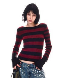 BEEDEN（ビーデン）の「SHOULDER PAD BORDER KNIT TOPS（ニット/セーター）」