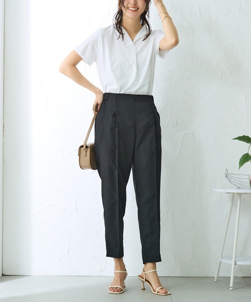 SABRINA(サブリナ)の「SABRINA/サブリナ テーパードストレッチパンツ アンクル丈 長時間履いてもウエストをしめつけない(その他パンツ・レディース・ネイビー/ブラック/ライトベージュ・MEDIUM/LARGE)」の5枚目の写真