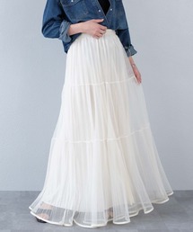 murea（ミュレア）の「2WAY/3段チュール×ラメプリーツスカート（スカート）」
