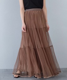 murea（ミュレア）の「2WAY／3段チュール×ラメプリーツスカート（スカート）」