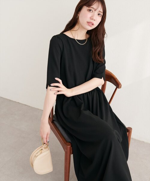 natural couture（ナチュラルクチュール）の「リブカットソーワンピース（ワンピース・レディース・ブラック/ライトベージュ/ネイビー/ラベンダー・FREE）」の12枚目の写真