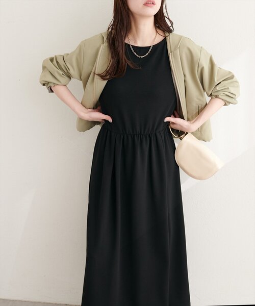 natural couture（ナチュラルクチュール）の「リブカットソーワンピース（ワンピース・レディース・ブラック/ライトベージュ/ネイビー/ラベンダー・FREE）」の18枚目の写真