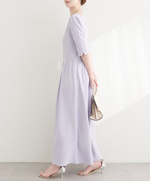 natural couture（ナチュラルクチュール）の「リブカットソーワンピース（ワンピース・レディース・ブラック/ライトベージュ/ネイビー/ラベンダー・FREE）」の6枚目の写真