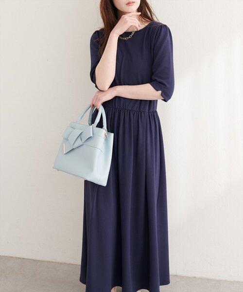 natural couture（ナチュラルクチュール）の「リブカットソーワンピース（ワンピース・レディース・ブラック/ライトベージュ/ネイビー/ラベンダー・FREE）」の10枚目の写真