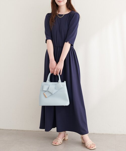 natural couture（ナチュラルクチュール）の「リブカットソーワンピース（ワンピース・レディース・ブラック/ライトベージュ/ネイビー/ラベンダー・FREE）」の11枚目の写真