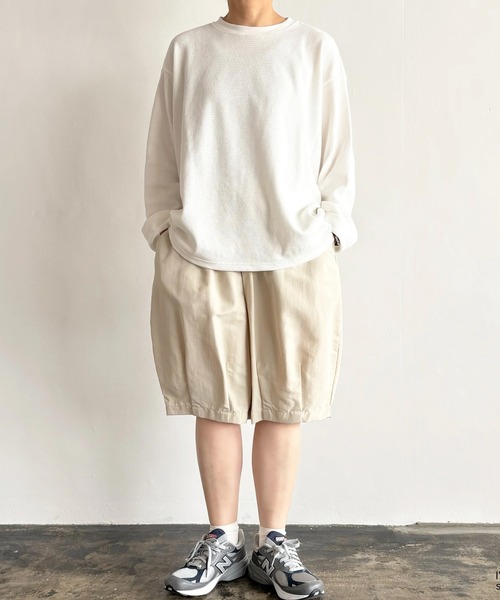 HARVESTY(ハーベスティ)の「HARVESTY / ハーベスティ EASY CIRCUS SHORTS NYLON TUSSAH ナイロンタッサー ショートサーカスパンツ(その他パンツ・レディース・アイボリー/チャコールグレー/ピンク・1/2)」の4枚目の写真
