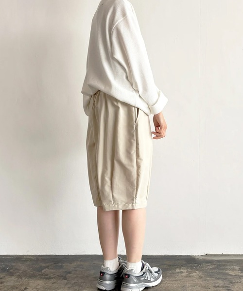 HARVESTY(ハーベスティ)の「HARVESTY / ハーベスティ EASY CIRCUS SHORTS NYLON TUSSAH ナイロンタッサー ショートサーカスパンツ(その他パンツ・レディース・アイボリー/チャコールグレー/ピンク・1/2)」の6枚目の写真
