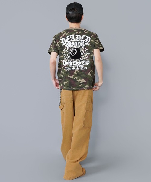 SPINNS（スピンズ）の「8ボールバックプリント半袖Tシャツ/サガラ刺繍ロゴ/ワンポイント/レギュラー丈（Tシャツ/カットソー・メンズ・ホワイト/ピンク/ブラック系その他/ウッドランド・ONESIZE）」の18枚目の写真