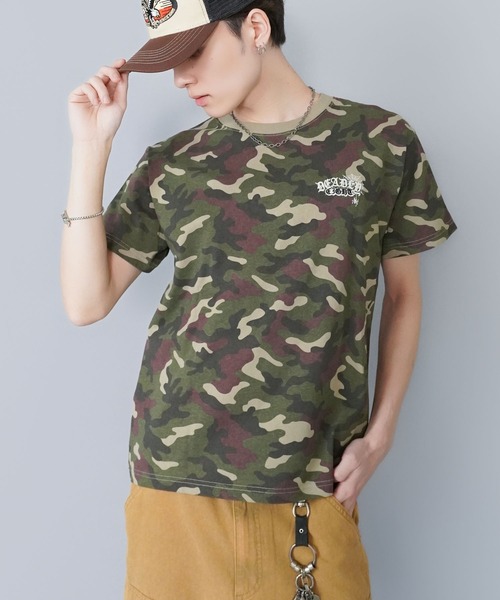 SPINNS（スピンズ）の「8ボールバックプリント半袖Tシャツ/サガラ刺繍ロゴ/ワンポイント/レギュラー丈（Tシャツ/カットソー・メンズ・ホワイト/ピンク/ブラック系その他/ウッドランド・ONESIZE）」の19枚目の写真