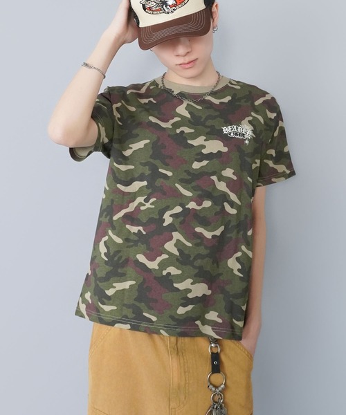 SPINNS（スピンズ）の「8ボールバックプリント半袖Tシャツ/サガラ刺繍ロゴ/ワンポイント/レギュラー丈（Tシャツ/カットソー・メンズ・ホワイト/ピンク/ブラック系その他/ウッドランド・ONESIZE）」の20枚目の写真