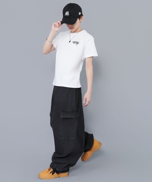 SPINNS（スピンズ）の「8ボールバックプリント半袖Tシャツ/サガラ刺繍ロゴ/ワンポイント/レギュラー丈（Tシャツ/カットソー・メンズ・ホワイト/ピンク/ブラック系その他/ウッドランド・ONESIZE）」の5枚目の写真
