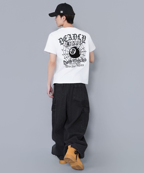 SPINNS（スピンズ）の「8ボールバックプリント半袖Tシャツ/サガラ刺繍ロゴ/ワンポイント/レギュラー丈（Tシャツ/カットソー・メンズ・ホワイト/ピンク/ブラック系その他/ウッドランド・ONESIZE）」の6枚目の写真