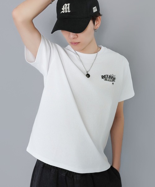 SPINNS（スピンズ）の「8ボールバックプリント半袖Tシャツ/サガラ刺繍ロゴ/ワンポイント/レギュラー丈（Tシャツ/カットソー・メンズ・ホワイト/ピンク/ブラック系その他/ウッドランド・ONESIZE）」の7枚目の写真