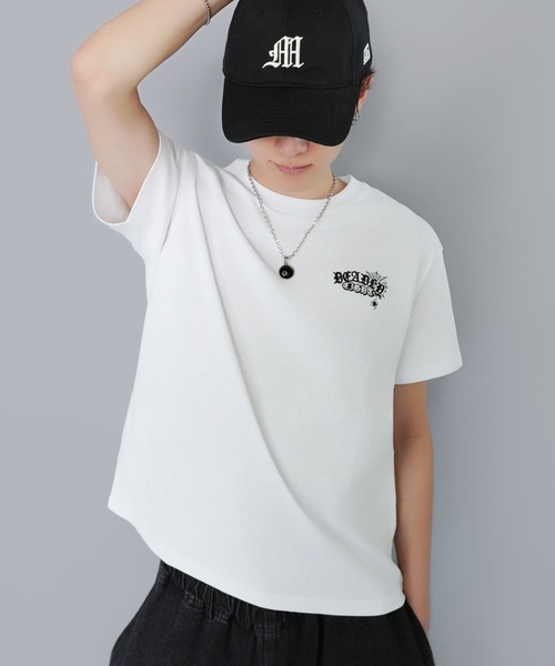 SPINNS（スピンズ）の「8ボールバックプリント半袖Tシャツ/サガラ刺繍ロゴ/ワンポイント/レギュラー丈（Tシャツ/カットソー・メンズ・ホワイト/ピンク/ブラック系その他/ウッドランド・ONESIZE）」の8枚目の写真