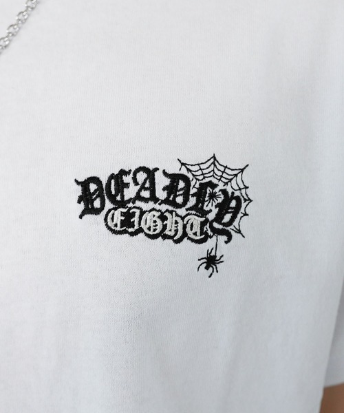 SPINNS（スピンズ）の「8ボールバックプリント半袖Tシャツ/サガラ刺繍ロゴ/ワンポイント/レギュラー丈（Tシャツ/カットソー・メンズ・ホワイト/ピンク/ブラック系その他/ウッドランド・ONESIZE）」の10枚目の写真