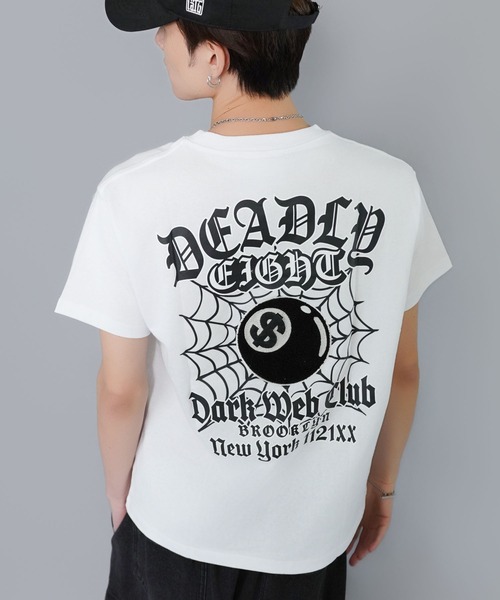 SPINNS（スピンズ）の「8ボールバックプリント半袖Tシャツ/サガラ刺繍ロゴ/ワンポイント/レギュラー丈（Tシャツ/カットソー・メンズ・ホワイト/ピンク/ブラック系その他/ウッドランド・ONESIZE）」の9枚目の写真