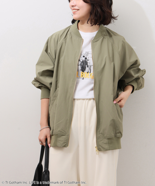 JOURNAL STANDARD relume（ジャーナルスタンダード　レリューム）の「《追加》［手洗い可］ウォッシャブルナイロンダブルジップMA-1（MA-1・レディース・オリーブ/ネイビー・FREE）」の2枚目の写真