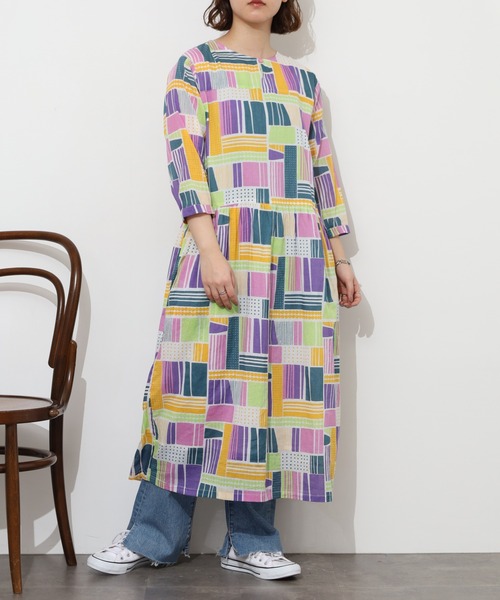 KILKI（キルキー）の「kilki　ドローイングミックスプリントワンピース 半端袖（ワンピース・レディース・ピンク系その他/グリーン系その他・ONESIZE）」の12枚目の写真