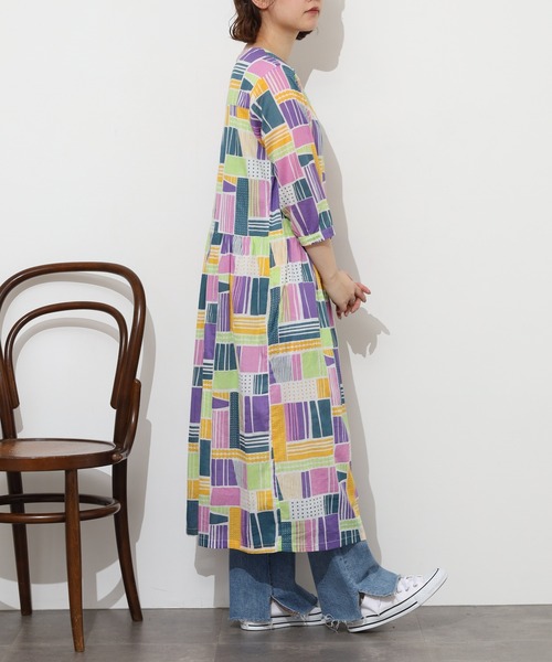 KILKI（キルキー）の「kilki　ドローイングミックスプリントワンピース 半端袖（ワンピース・レディース・ピンク系その他/グリーン系その他・ONESIZE）」の16枚目の写真