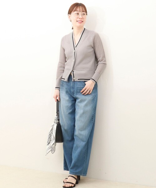 MICO COULIER（ミコクリエ）の「松葉柄ライン入りカーディガン（カーディガン/ボレロ・レディース・イエロー/グレイッシュベージュ/チャコールグレー・38）」の10枚目の写真