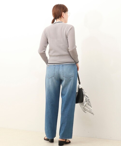 MICO COULIER（ミコクリエ）の「松葉柄ライン入りカーディガン（カーディガン/ボレロ・レディース・イエロー/グレイッシュベージュ/チャコールグレー・38）」の5枚目の写真