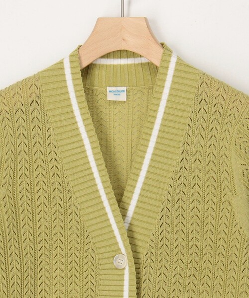 MICO COULIER（ミコクリエ）の「松葉柄ライン入りカーディガン（カーディガン/ボレロ・レディース・イエロー/グレイッシュベージュ/チャコールグレー・38）」の20枚目の写真