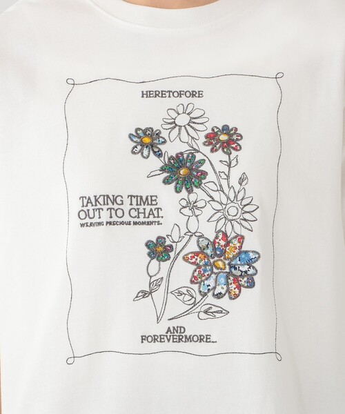 Afternoon Tea(アフタヌーンティー)の「パッチワーク刺繍Tシャツ/リバティプリント(Tシャツ/カットソー・レディース・オフホワイト/アイボリー/ネイビー・MEDIUM)」の8枚目の写真