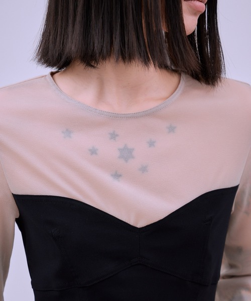 THINGS THAT MATTER（シングス ザット マター）の「TRICOT JERSEY CORSET TOPS / トリコット ジャージー コルセット トップス（Tシャツ/カットソー・レディース・ブラック×ベージュ/ブラック・FREE）」の5枚目の写真