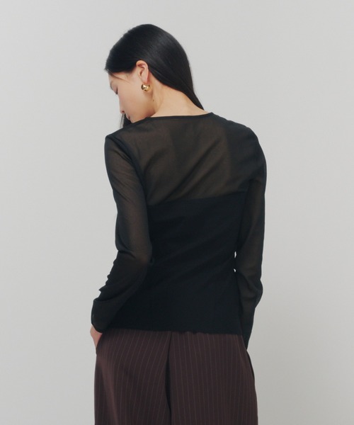 THINGS THAT MATTER（シングス ザット マター）の「TRICOT JERSEY CORSET TOPS / トリコット ジャージー コルセット トップス（Tシャツ/カットソー・レディース・ブラック×ベージュ/ブラック・FREE）」の7枚目の写真