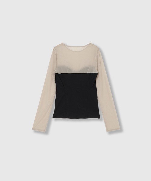 THINGS THAT MATTER（シングス ザット マター）の「TRICOT JERSEY CORSET TOPS / トリコット ジャージー コルセット トップス（Tシャツ/カットソー・レディース・ブラック×ベージュ/ブラック・FREE）」の9枚目の写真