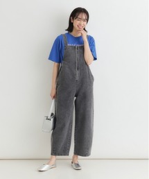 Right-on（ライトオン）の「【HONEYSUCKLE ROSE】フロントジップ デニムサロペット (美ワイドシルエット / 裾ダーツ / ヴィンテージ加工)（サロペット/オーバーオール）」