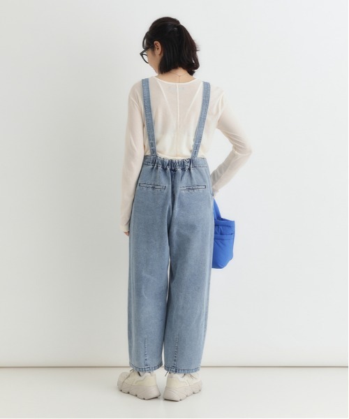 Right-on（ライトオン）の「HONEYSUCKLE ROSE(ハニーサックルローズ)デニムサロペット（サロペット/オーバーオール・レディース・ライトインディゴブルー/ブラック・L/M）」の9枚目の写真