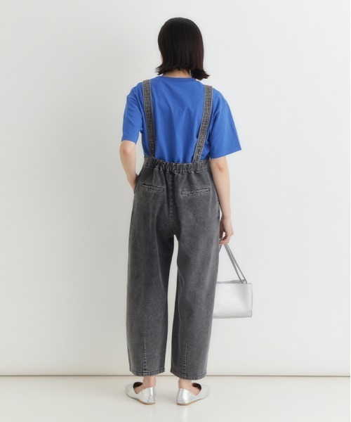 Right-on（ライトオン）の「HONEYSUCKLE ROSE(ハニーサックルローズ)デニムサロペット（サロペット/オーバーオール・レディース・ライトインディゴブルー/ブラック・L/M）」の4枚目の写真