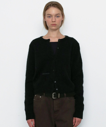 Fluffy Alpaca Knit Cardigan [Black]