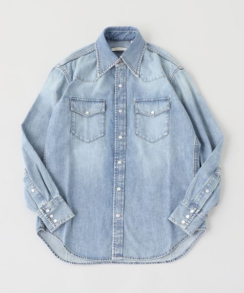 EDIFICE(エディフィス)の「HUSBANDS(ハズバンズ) WESTERN SHIRT IN COTTON DENIM(シャツ/ブラウス・メンズ・コバルトブルー・40)」の1枚目の写真