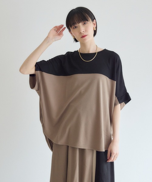Paradise Picnic（パラダイスピクニック）の「配色プルオーバー（Tシャツ/カットソー・レディース・ネイビー/モカ/ブラック・FREE）」の10枚目の写真