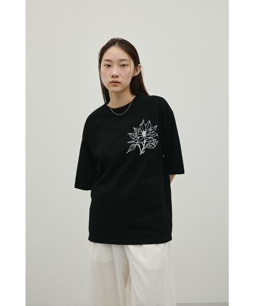 STYLEMIXER（スタイルミキサー）の「フロッキープリントフラワーＴ（Tシャツ/カットソー・レディース・ホワイト/ブラック/サックスブルー・FREE）」の22枚目の写真
