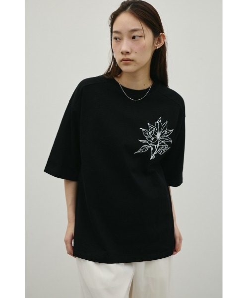 STYLEMIXER（スタイルミキサー）の「フロッキープリントフラワーＴ（Tシャツ/カットソー・レディース・ホワイト/ブラック/サックスブルー・FREE）」の21枚目の写真