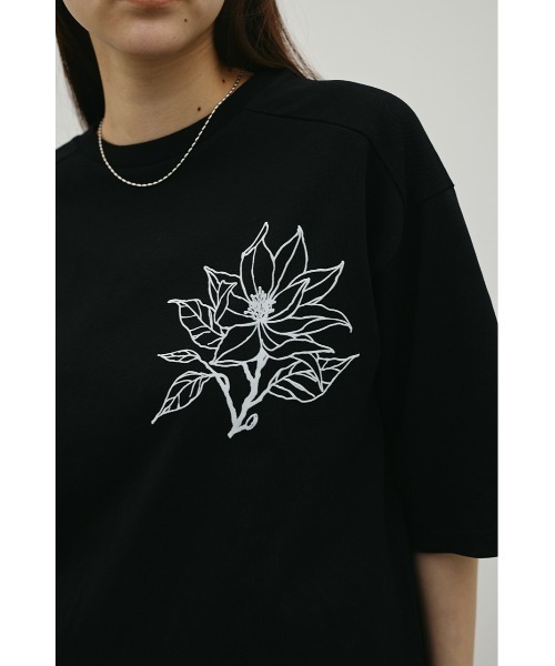 STYLEMIXER（スタイルミキサー）の「フロッキープリントフラワーＴ（Tシャツ/カットソー・レディース・ホワイト/ブラック/サックスブルー・FREE）」の20枚目の写真