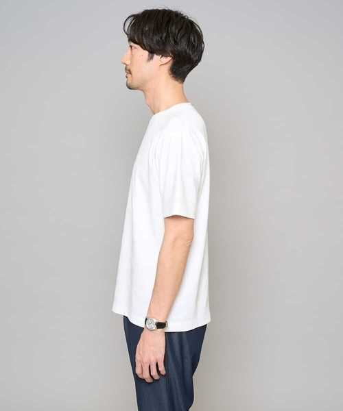 a.v.v（アーヴェヴェ）の「【イージーケア/洗濯機で洗える】キカジャカードセミワイドシルエットカットソー（Tシャツ/カットソー・メンズ・ライラック/グリーン・46/50）」の4枚目の写真