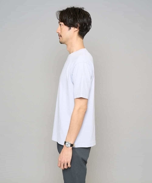 a.v.v（アーヴェヴェ）の「【イージーケア/洗濯機で洗える】キカジャカードセミワイドシルエットカットソー（Tシャツ/カットソー・メンズ・ライラック/グリーン・46/50）」の7枚目の写真