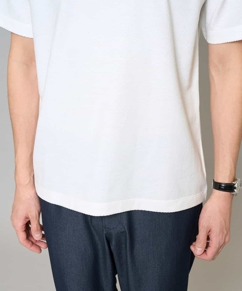 a.v.v（アーヴェヴェ）の「【イージーケア/洗濯機で洗える】キカジャカードセミワイドシルエットカットソー（Tシャツ/カットソー・メンズ・ライラック/グリーン・46/50）」の14枚目の写真