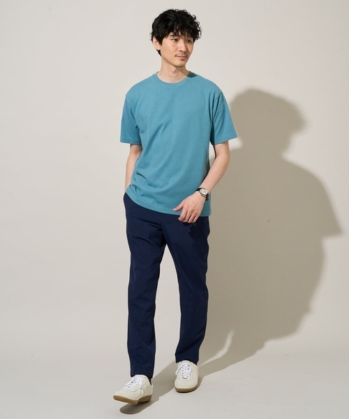 a.v.v（アーヴェヴェ）の「【イージーケア/洗濯機で洗える】キカジャカードセミワイドシルエットカットソー（Tシャツ/カットソー・メンズ・ライラック/グリーン・46/50）」の21枚目の写真