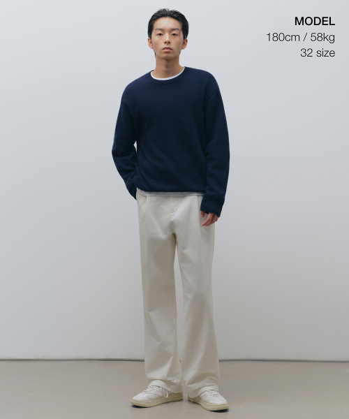 MUSINSA STANDARD（ムシンサスタンダード）の「ブラッシュドワンタックワイドチノパンツ[クリーム]（その他パンツ・メンズ・その他・26/27/28/29/30/31/32/33/34/36/38/40/42）」の2枚目の写真