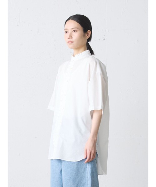 MidiUmi(ミディウミ)の「MidiUmi フリルワイドシャツ(シャツ/ブラウス・レディース・ブラック/ライトブルー/オフホワイト・FREE)」の8枚目の写真