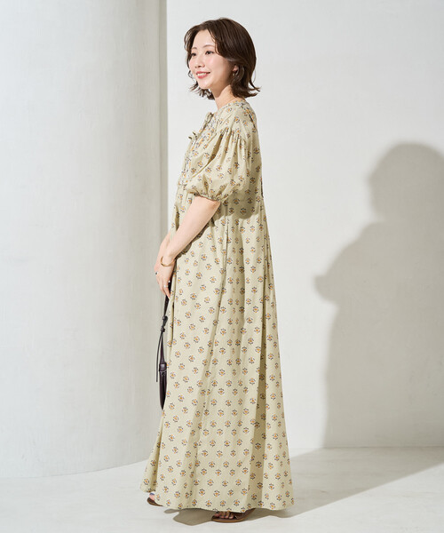 FREAK'S STORE(フリークスストア)の「限定展開 インド 花柄 フロント 切り替え ワンピース(ワンピース・レディース・ベージュ/グリーン/ブラック・SMALL/MEDIUM)」の14枚目の写真